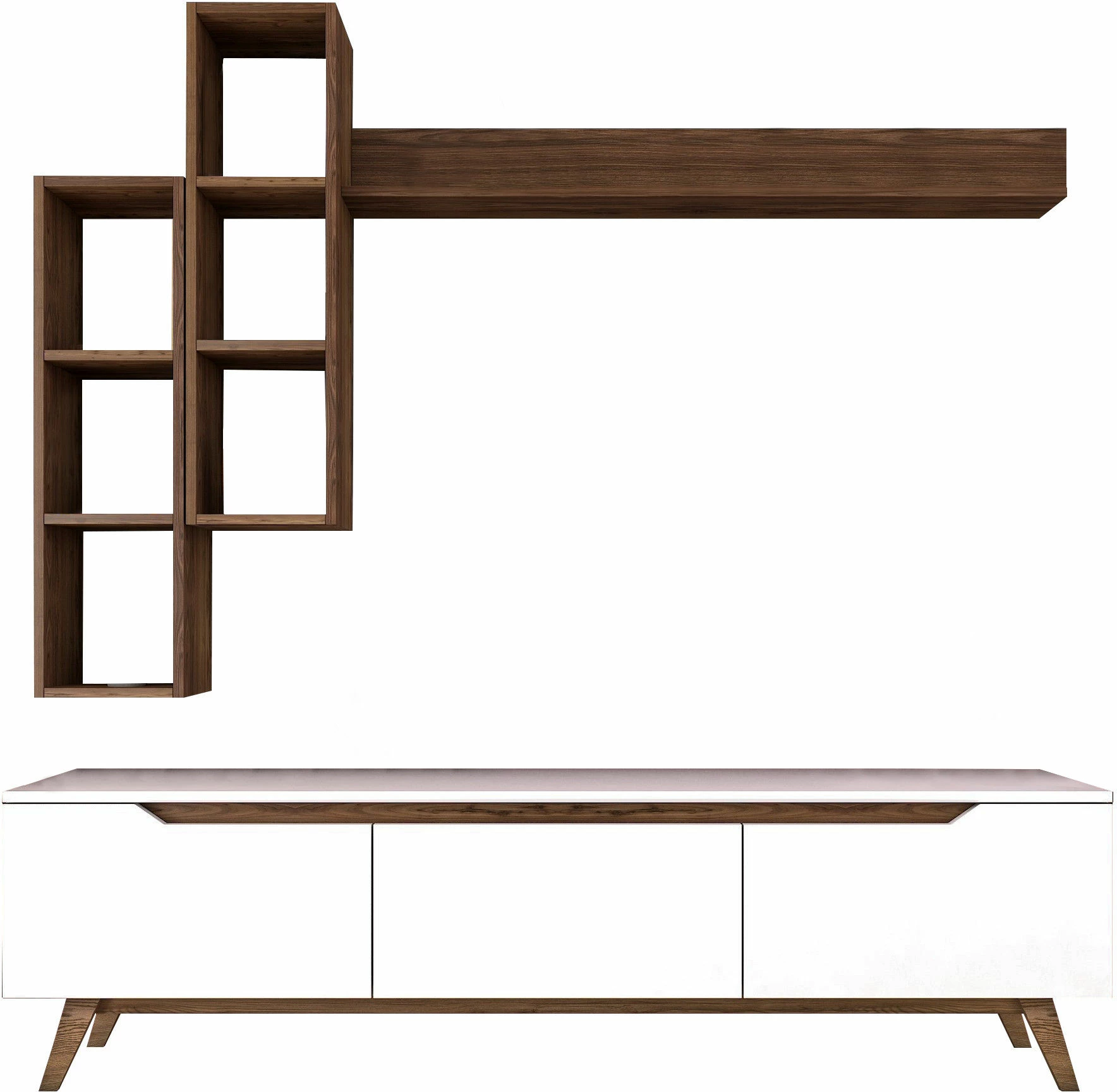 Komodë TV Hanah Home, M16 - 804, ngjyrë e bardhë dhe arre