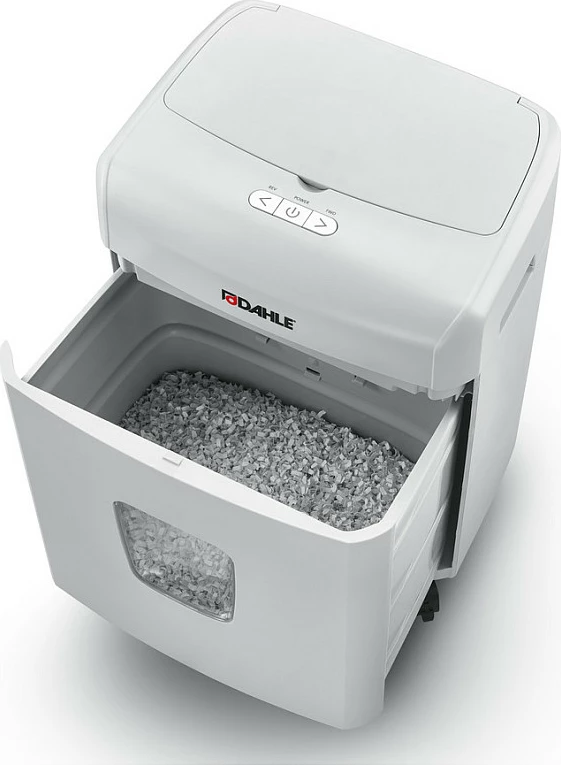 Shkatërrues dokumentesh Dahle 35090-16180, particle-cut 4 x 12 mm, kosh 23 L, 90 fletë, i bardhë
