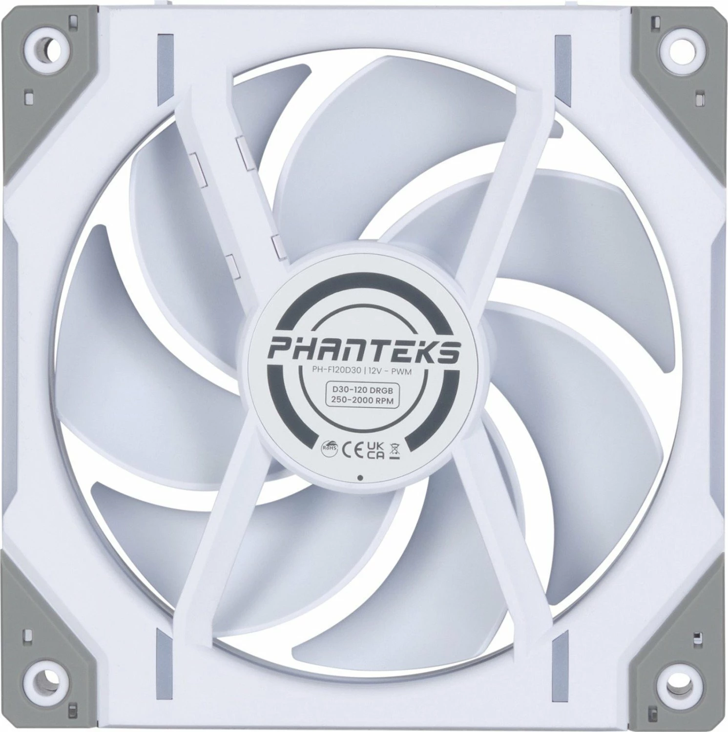 Ventilator PC Phanteks D30-120 D-RGB PWM 120mm 30mm 2000rpm 64.3 CFM 1 copë, i bardhë