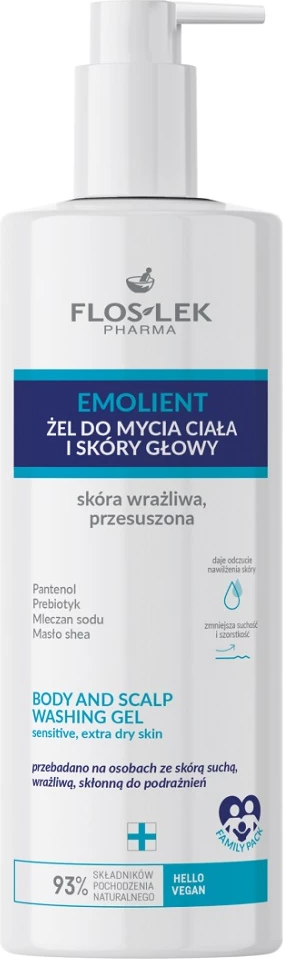 Xhel për trup dhe skalp Floslek Emollient unisex 400ml