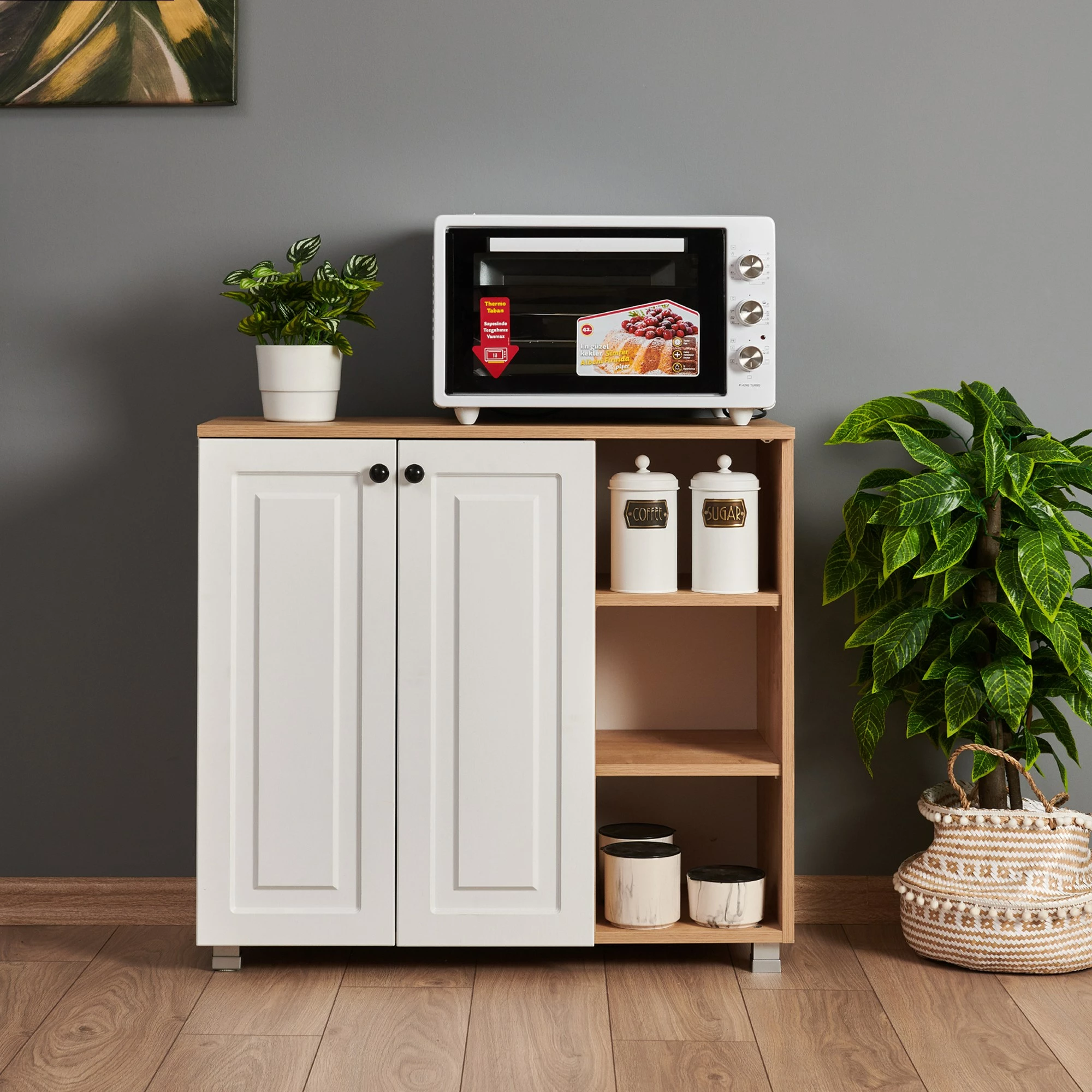 Dollap multifunksional, ngjyrë lis safir dhe arre, Skye Decor, Tuvalle 018