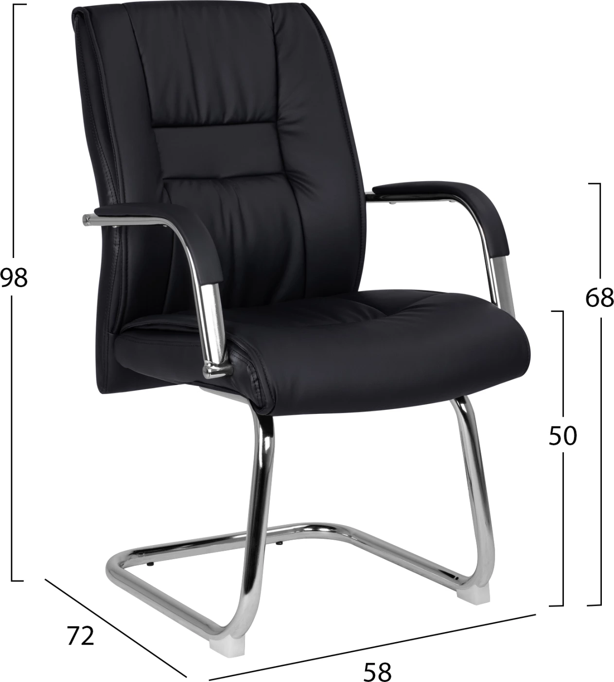 Karrige për konferenca FH1107.01, ngjyrë e zezë, 58x72x98cm, set prej 2 copë