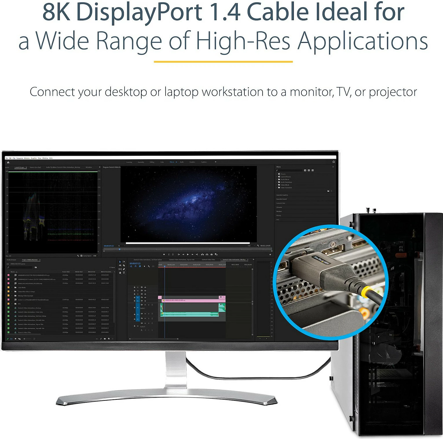 Kabllo DisplayPort StarTech DP14VMM2M, DP 1.4, 2m, 8K@60Hz HDR10
