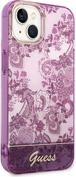 Mbështjellës Guess Porcelain Collection për iPhone 14 Plus 6.7", fuchsia