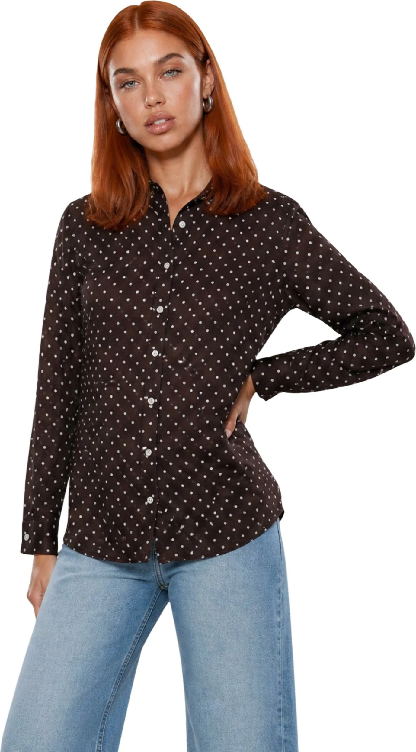 Këmishë për femra Guess NEW LS CLOUIS W6YH68 W3212, kafe [Madhësia: XL]