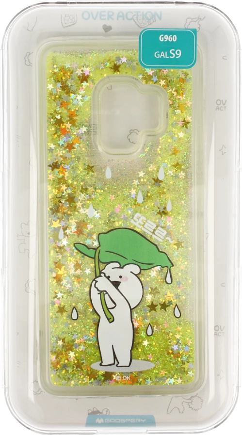 Mbështjellës ONASI Teddy silikon me glitter të gjelbër për Samsung Galaxy S9 G960, transparent