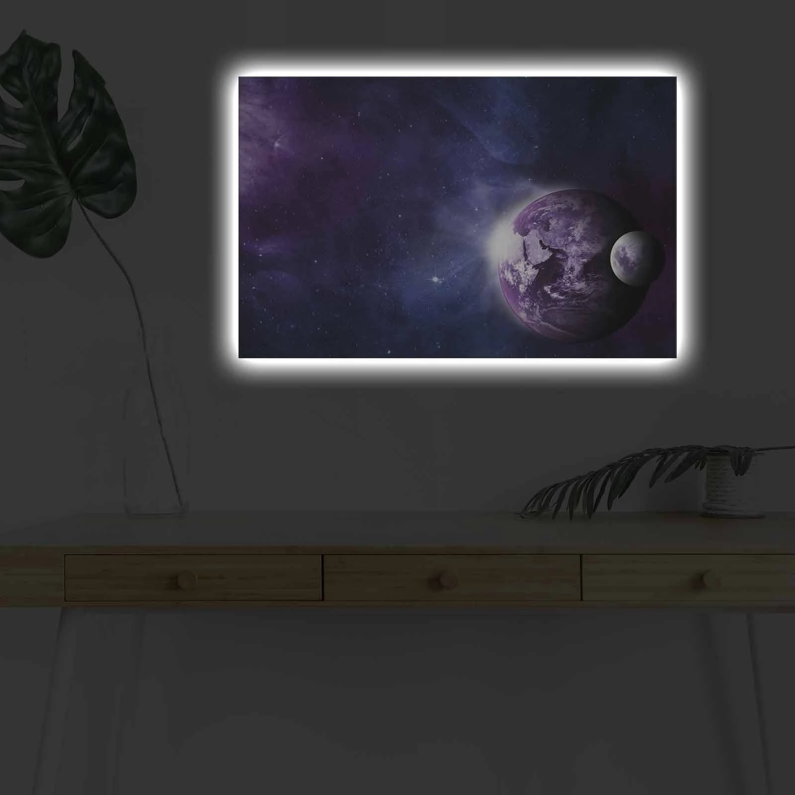 Pikturë dekorative në kanavacë me drita LED, Wallity NASA-020, shumëngjyrëshe, 45x70cm