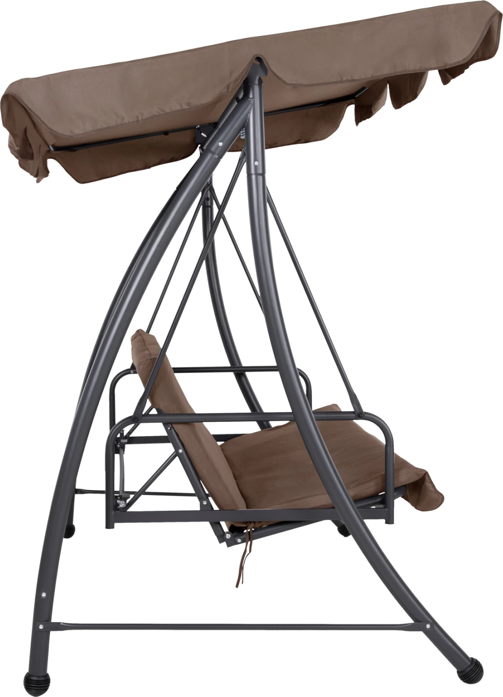 Shilte për verandë, 3-vendëshe, LIKID, FH5980.02, kornizë metalike, ngjyrë gri, pëlhurë ngjyrë kafe e çelur, 200x120x164H cm