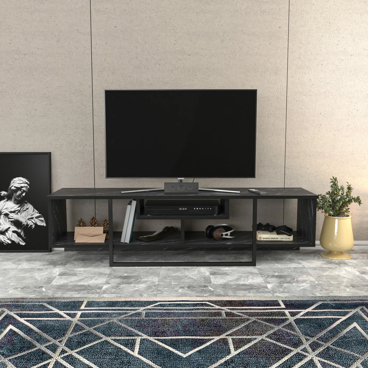 Komodinë TV Hanah Home, Asal 150, e zezë