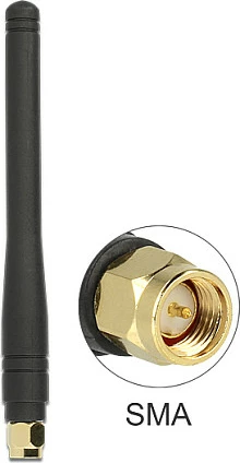 Antene DeLOCK 88914, SMA, 433 MHz, 2.5 dBi, omni-drejtimore, 50 Ω, e zezë/ari