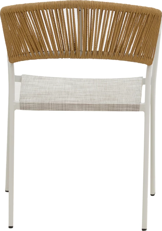 Karrige alumini Glisten e grumbullueshme, kornizë e bardhë-tekstilen ratan natyral 58x56x82cm