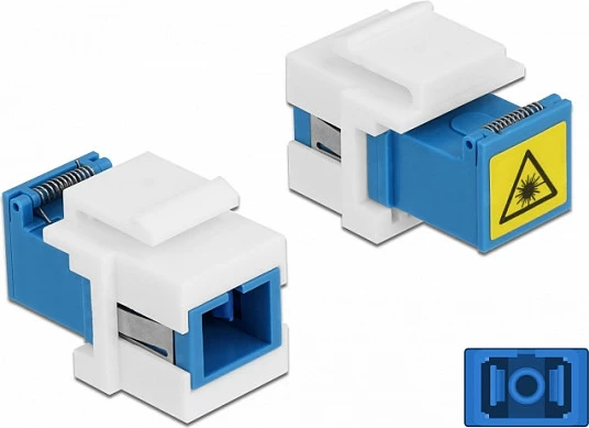 Modul Keystone DeLOCK SC Simplex femër-femër, i sheshtë, me mbrojtje lazeri, Blu/Bardhë