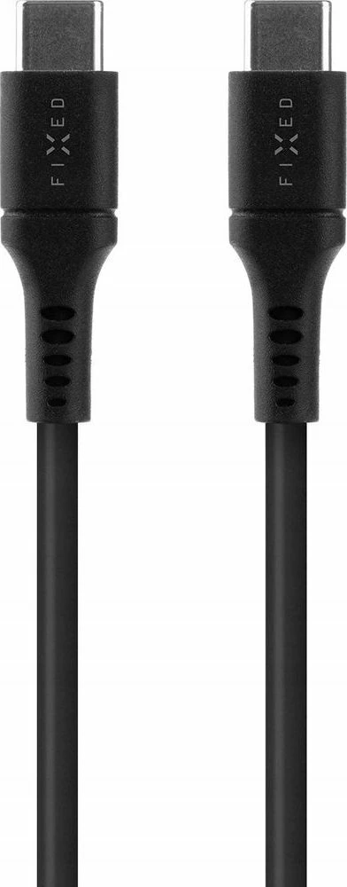 Kabllo USB-C/USB-C Fixed FIXDLS-CC12-BK 1.2 m 60W e zezë, me organizues ngjitës dhe rrip Velcro