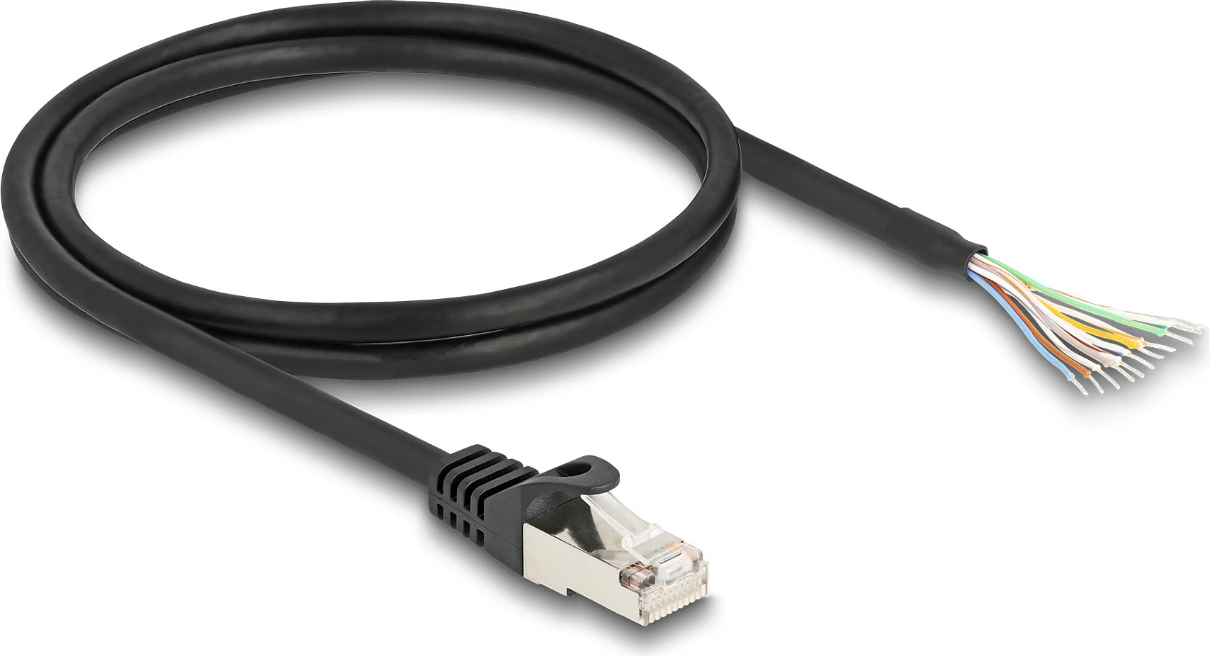 Kabllo DeLOCK RJ50 (mashkull) në skaje telash të hapur, 1 m, S/FTP, e zezë
