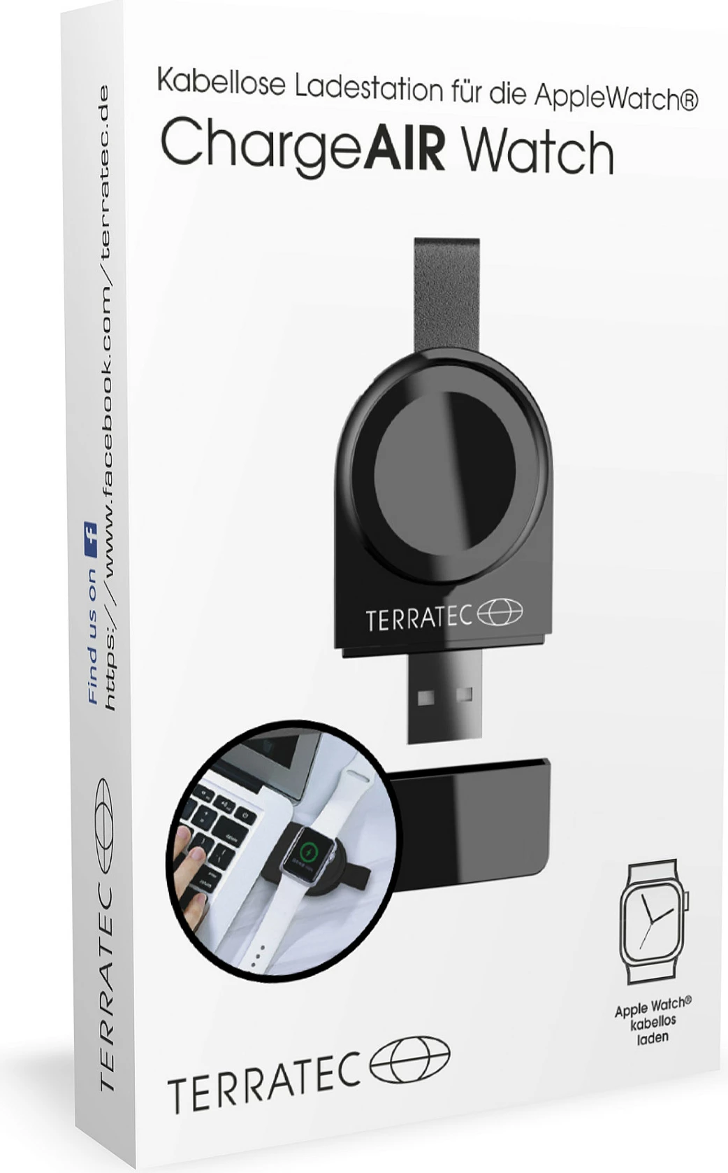 Karikues induktiv për Smartwatch TerraTec ChargeAIR Watch, USB 5V, i zi