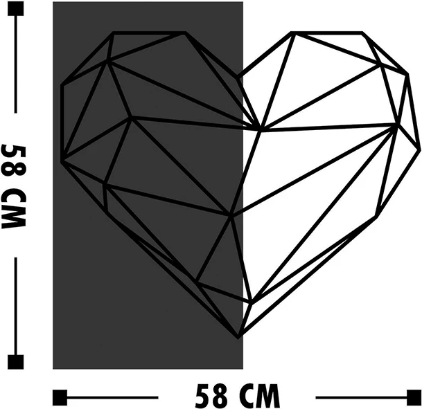 Dekor muri Helie, dru pishe natyrale, metal i zi, 58x3x58cm