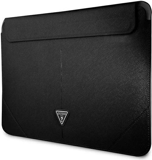 Mbështjellës laptopi Guess Saffiano Triangle Logo, 14", i zi