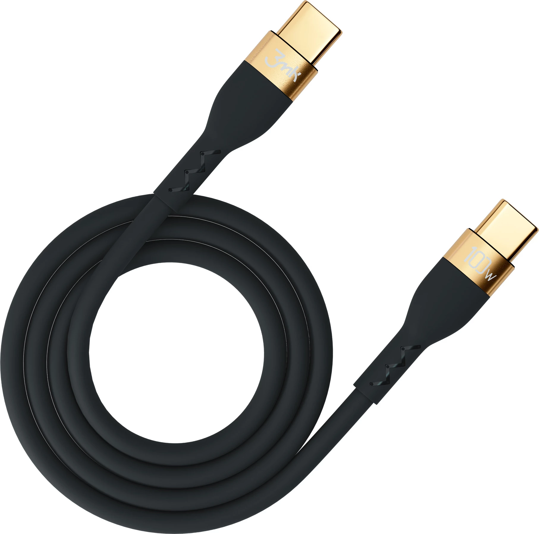 Kabllo USB-C në USB-C 3mk Hyper Silicone 2m, 100W, E zezë