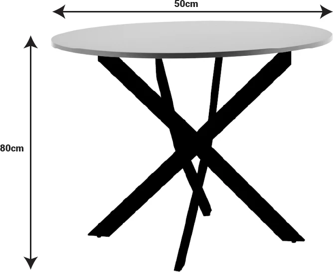 Tavolinë Dammero, krem, MDF, këmbë metalike të zeza, D100x75cm