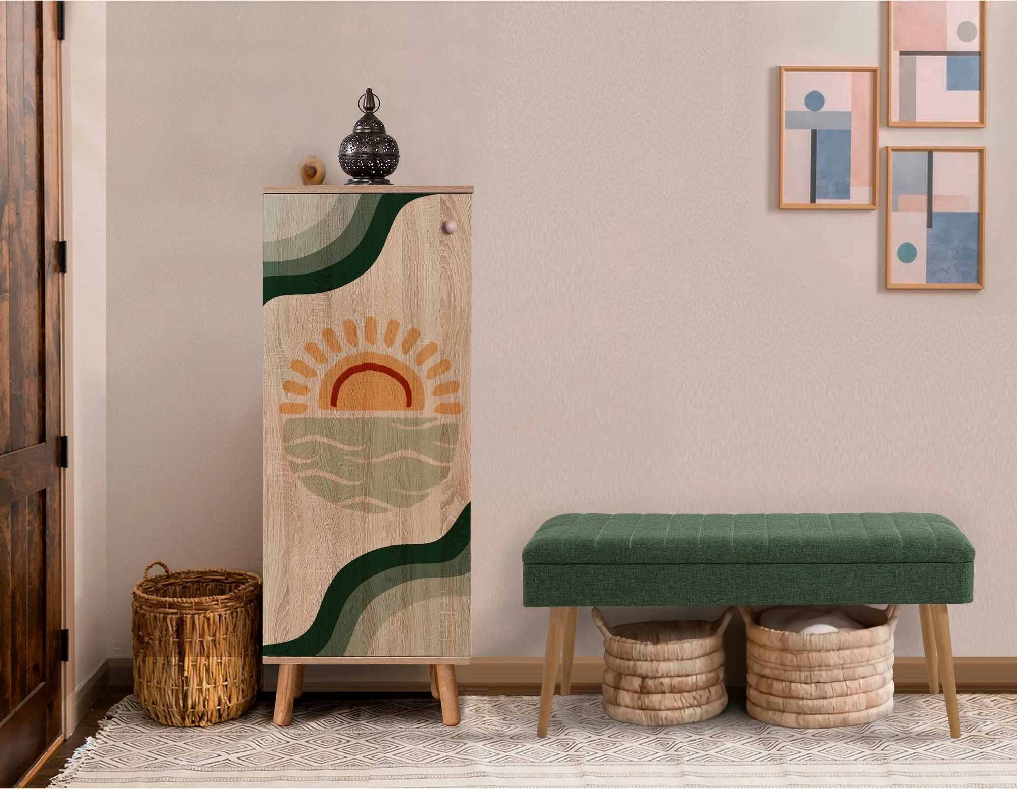 Set mobiljesh për korridor, Vegas Sonomo, ngjyrë sonomo dhe e gjelbër, 930-1070