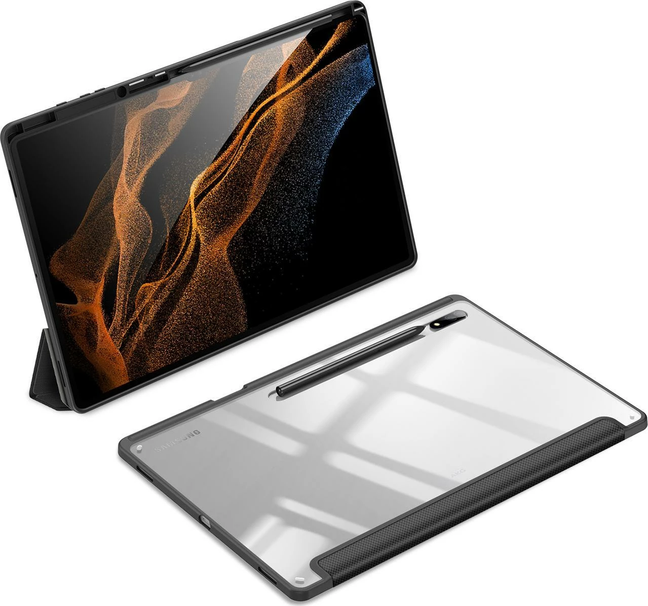 Mbështjellës rugged me kapak flip Dux Ducis Toby për Samsung Galaxy Tab S8 Ultra, me mbajtës stilusi, i zi, 1 copë