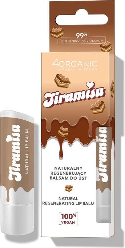 Balsam për buzë 4organic Natural Regenerating Tiramisu për femra 5g