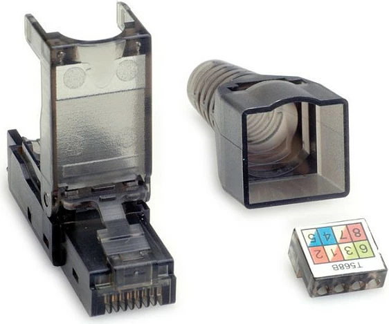Konektor RJ45 VALUE 26.99.0372, Cat6a UTP, AWG26, 50 copë, zi/transparent