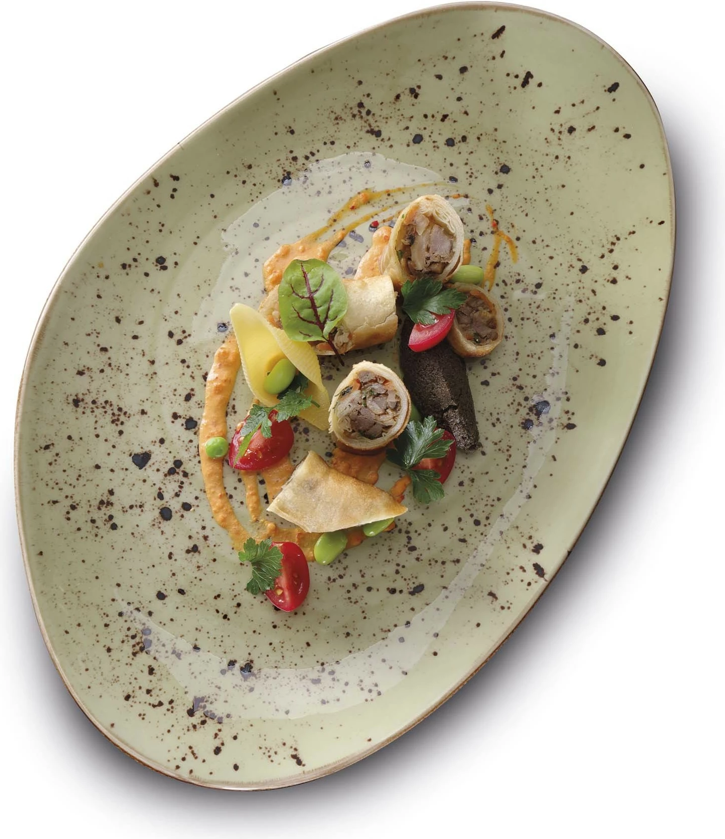 Pjatë servimi Fine Dine 215x120 mm porcelan jeshile, set 6 copë
