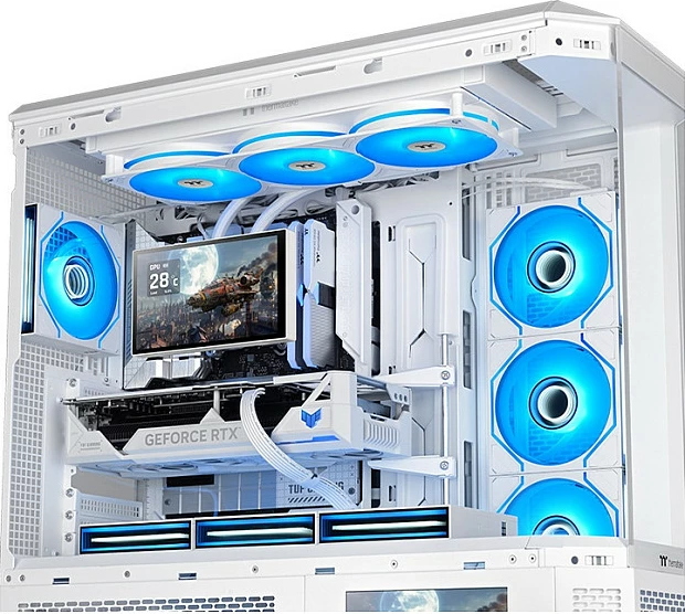 Ftohës lëngshëm AIO për CPU Thermaltake TT ST360 Ultra, 360mm, RGB, ekran 7", i bardhë