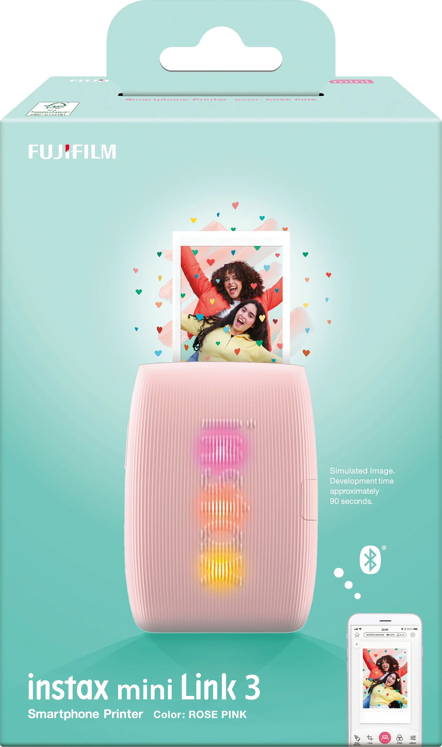 Printer foto instant Fujifilm instax mini Link 3, Bluetooth, 800 x 600 DPI, 6.2x4.6 cm, Rose Pink