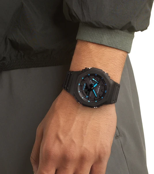 Orë dore G-SHOCK GA-2100-1A2, e zezë/kaltër