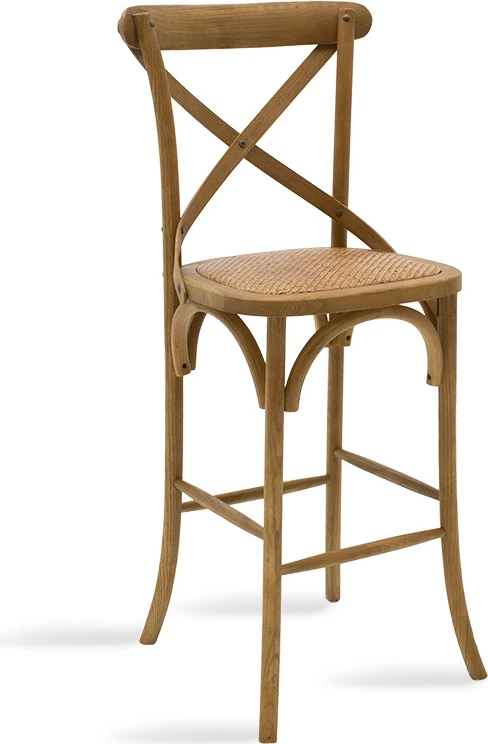 Karrige për bar Reid, dru, ngjyrë arre të çelur - ratan kafe