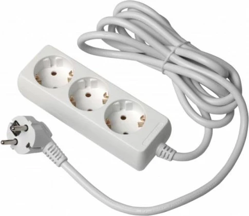 Zgjatues rryme GTV AE-PS3G3M-00 3m, 3 prizë, 3500W, H05VV-F 3x1.5mm², i bardhë