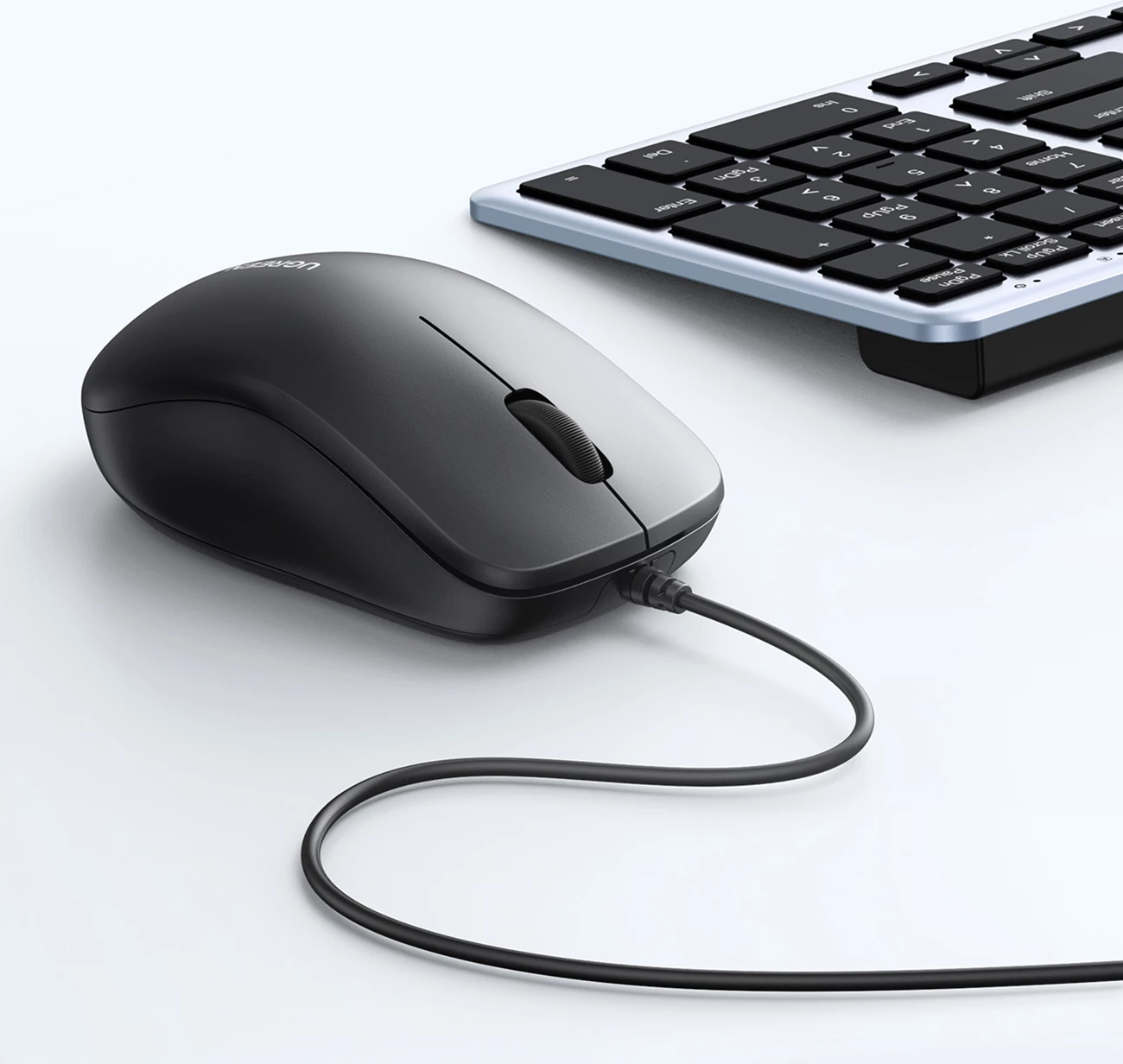 Maus me kabllo Ugreen 90789 1200 DPI, USB 1.5 m, i zi, në kuti