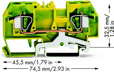 Klemë tokëzimi WAGO 282-907, 2-përçues, 6 mm², gjelbër/verdhe