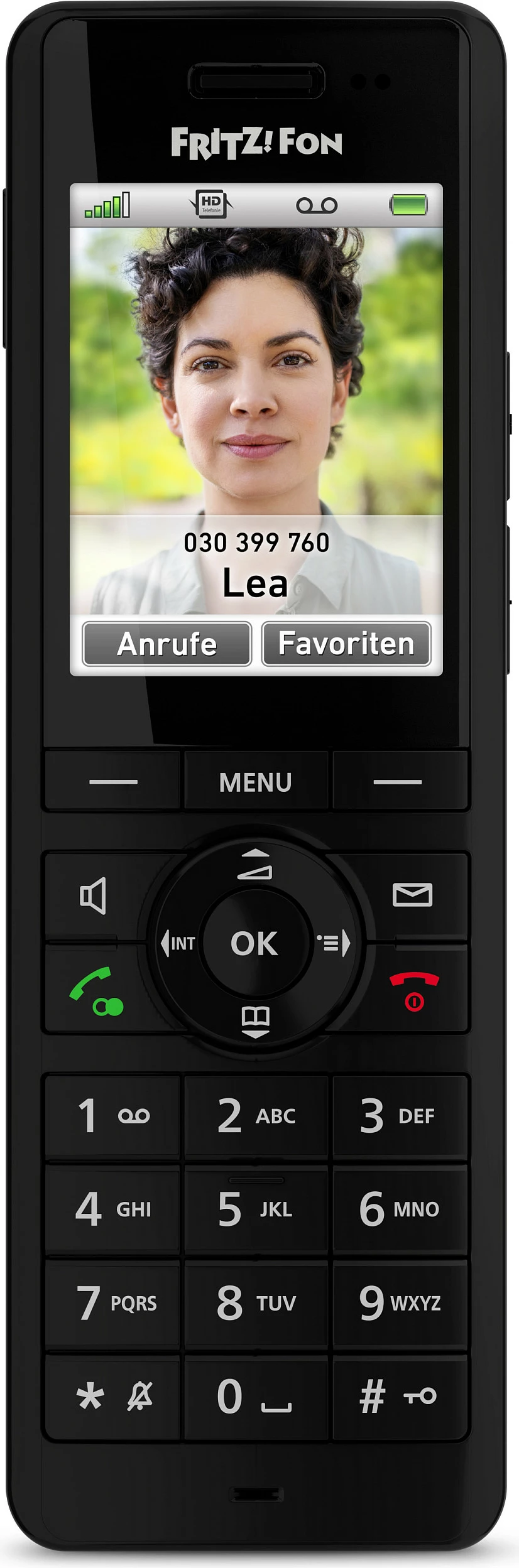 Telefon DECT AVM FRITZ!Fon X6, Mbajtës pa tel, 300 kontakte, E zezë