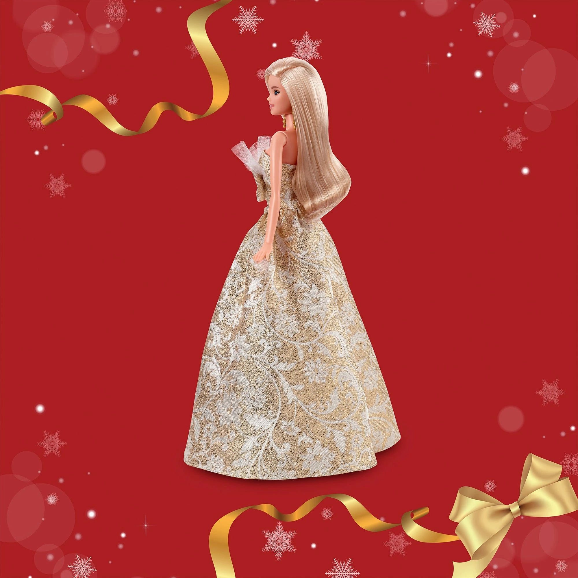 Kukull koleksionuese Barbie Mattel Signature Holiday Barbie 2025 JBH95, fustan gold-silver