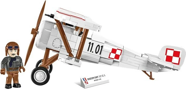 Set konstruktiv me blloqe, Cobi Klocki Nieuport 17 C.1 COBI-2998, 274 copa, shkallë 1:32, me figurë piloti