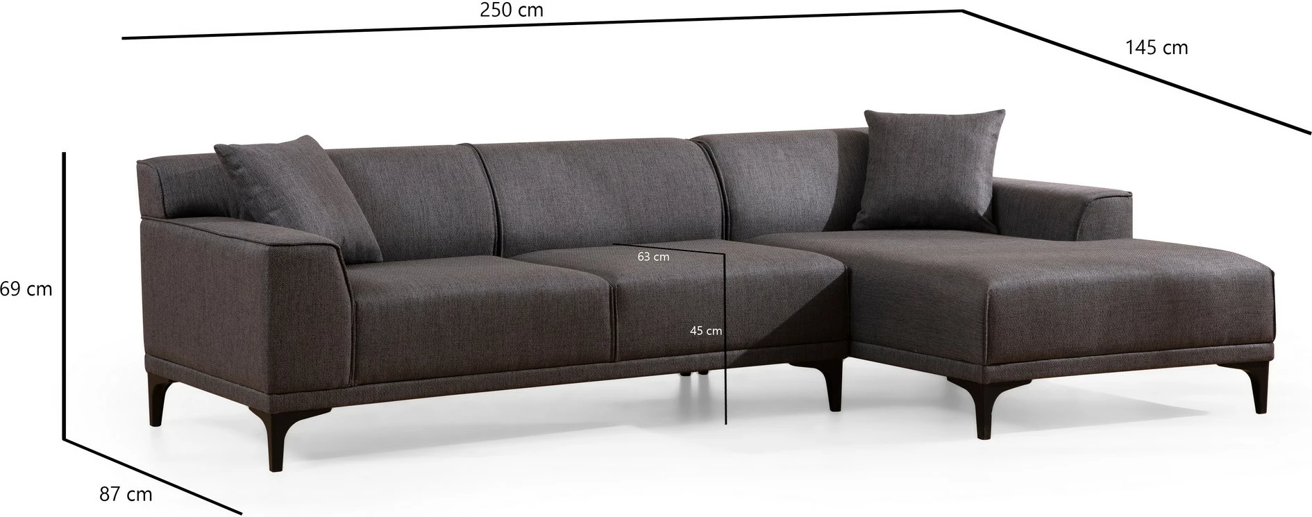 Këndare Petra R, ngjyrë antracit, Atelier del Sofa