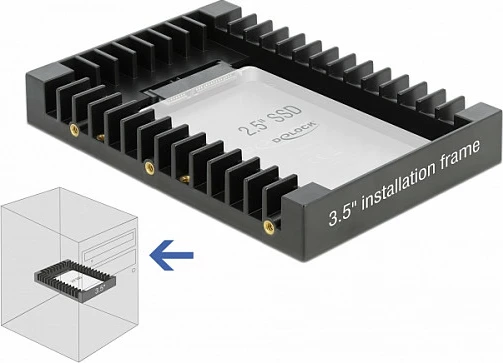 Kornizë montimi DeLOCK 3.5" për disk 2.5" SATA III, 6 Gbit/s, e zezë