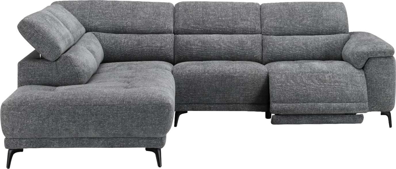Këndore e majtë 5-vendëshe me recliner, stof gri, COMMODUS CD3315.01L, 275x231x77cm