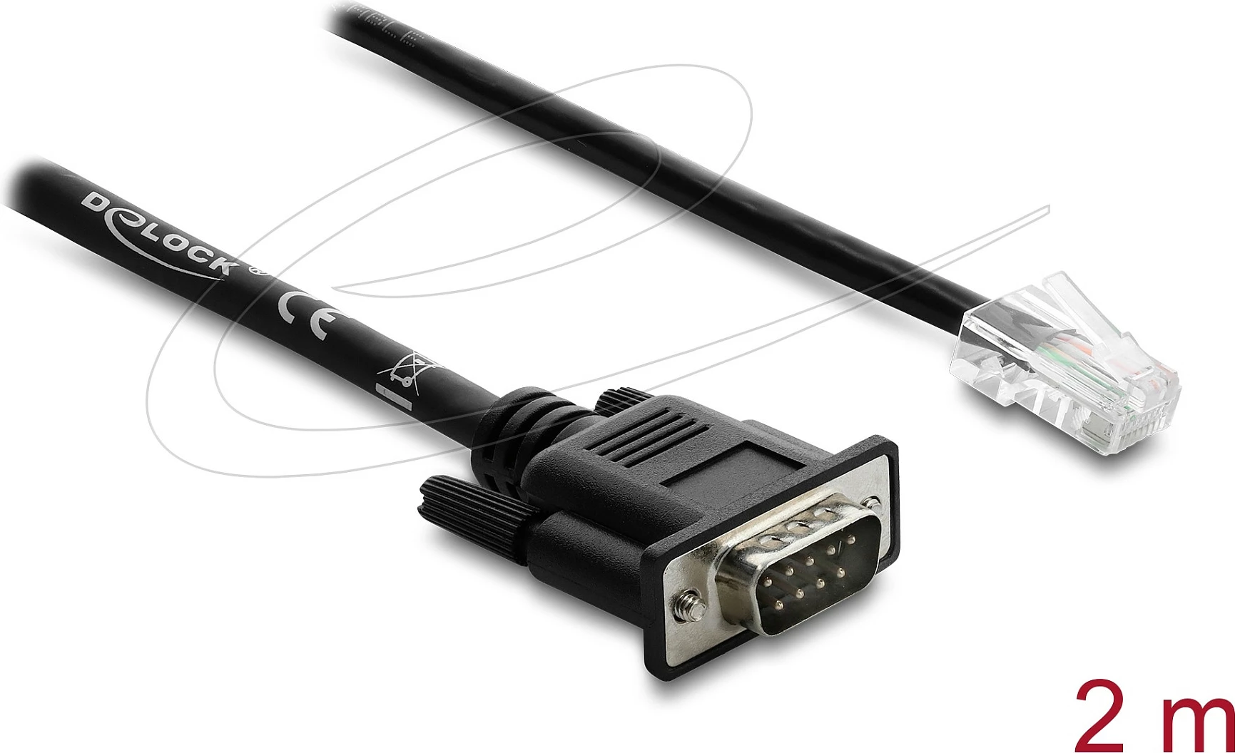 Kabllo adapter serial DeLOCK RS-232/422/485 DB9 në RJ45, 2 m, Cat5e, e zezë