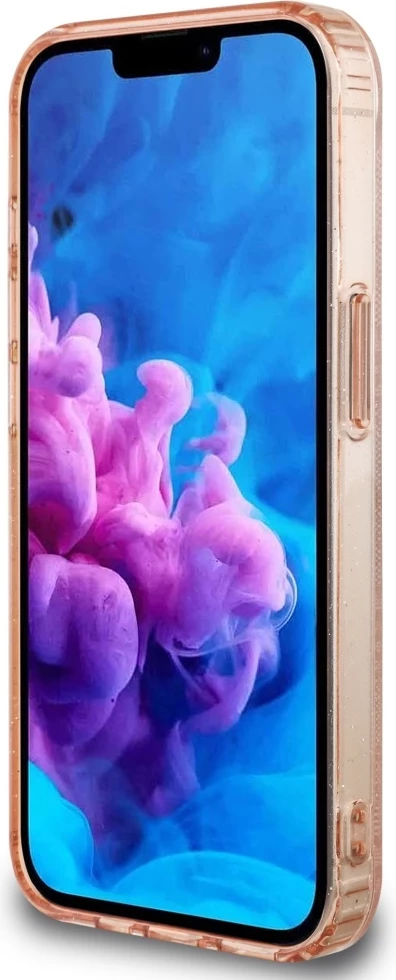 Mbështjellës Guess IML Metal Glitter 4G Circle Triangle MagSafe për iPhone 16e, Rozë
