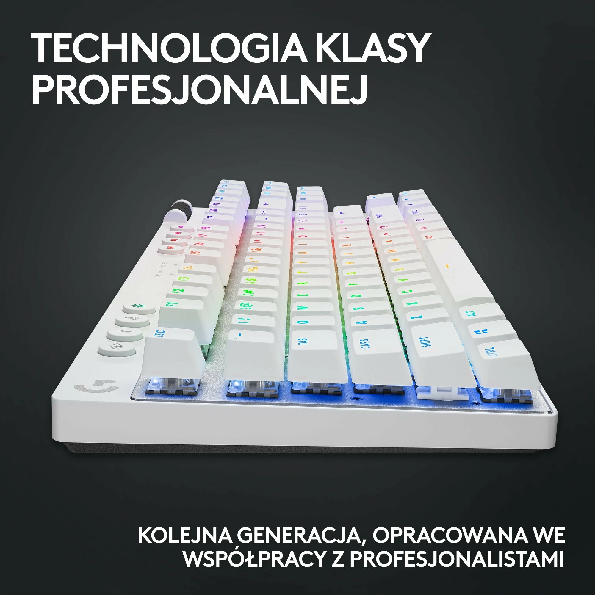 Tastierë mekanike gaming Logitech PRO X TKL Lightspeed GX Brown, US layout, RGB, Wireless, e bardhë