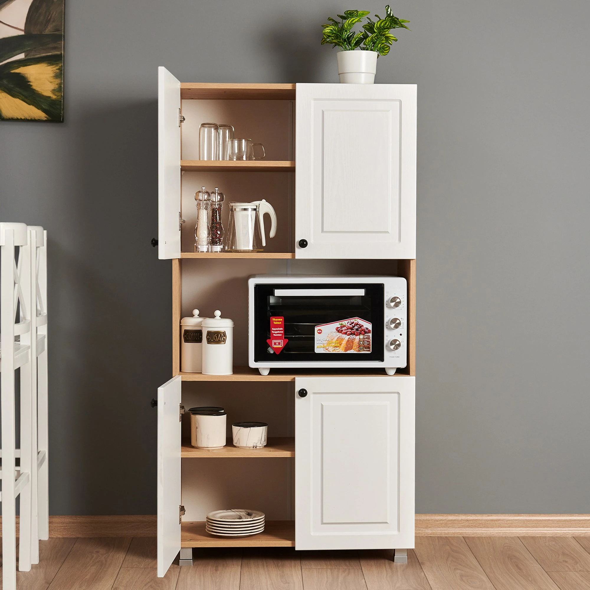 Dollap multifunksional Skye Decor, Tuvalle 019, ngjyrë lis safir dhe arre