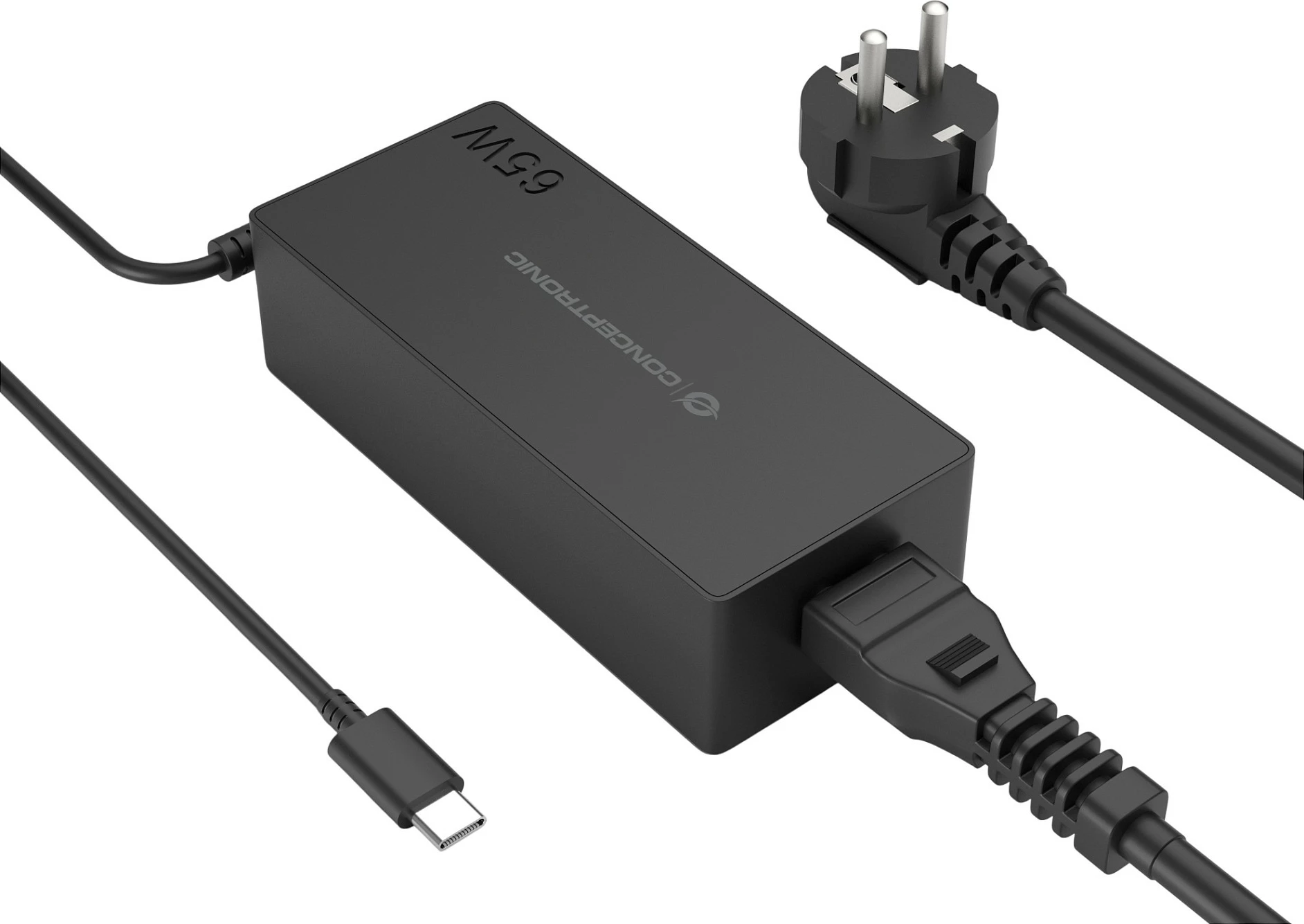 Karikues Conceptronic GaN USB-C 65W PD 3.0/PPS, kabllo 1.2m, i zi