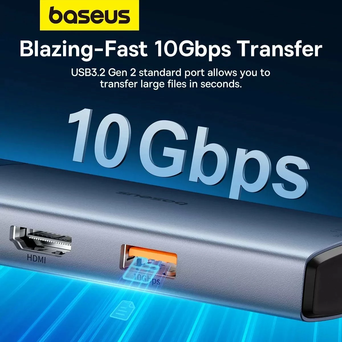 Hub USB Baseus Metal Gleam Series II 6-në-1 USB-C, HDMI 4K@60Hz, RJ-45 1Gbps, USB-C PD 100W, 2x USB-A 3.2 Gen2 10Gbps, gri