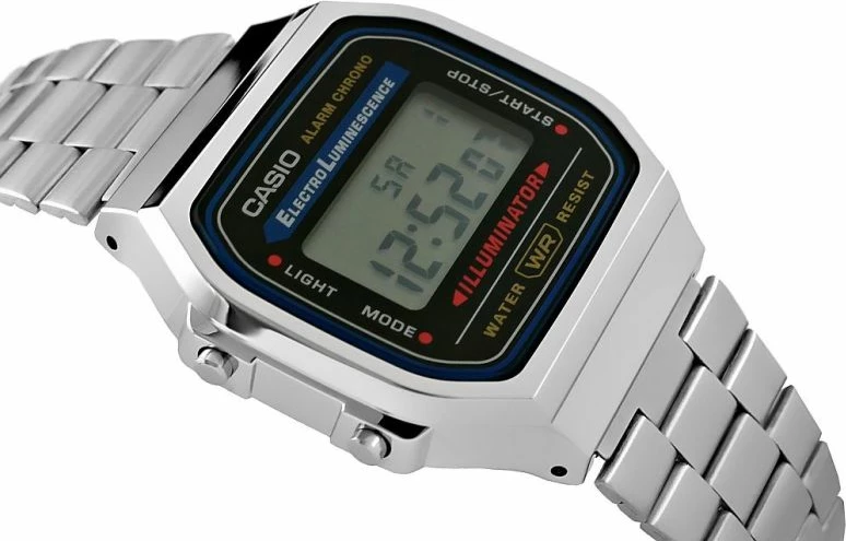 Orë dore për meshkuj CASIO Vintage A168WA-1YES, argjendtë