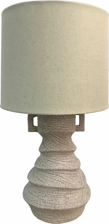 Llambë tavoline GRAVEE, polirezine, ngjyrë e bardhë e zbehtë, material pëlhurë, 26x26x44.5cm