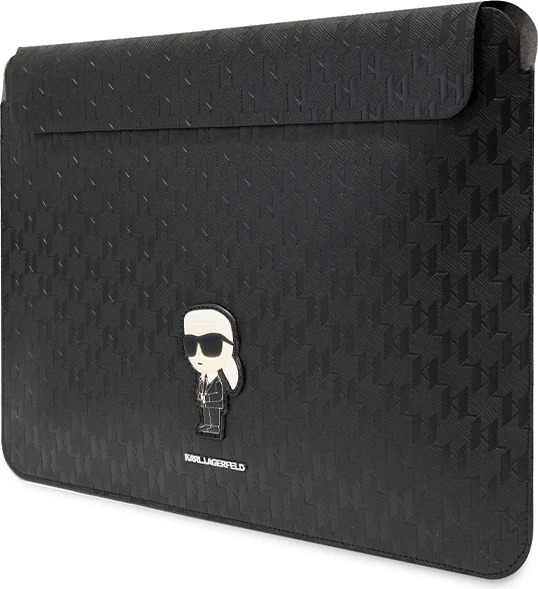 Mbështjellës laptopi Karl Lagerfeld Saffiano Monogram Ikonik, 16", e zezë